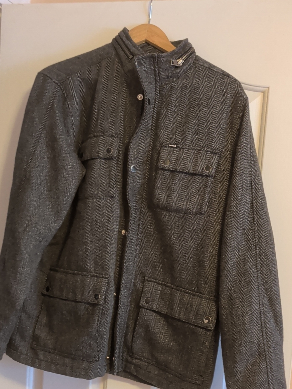 Hurley Charcoal Herringbone Military Field Jacket